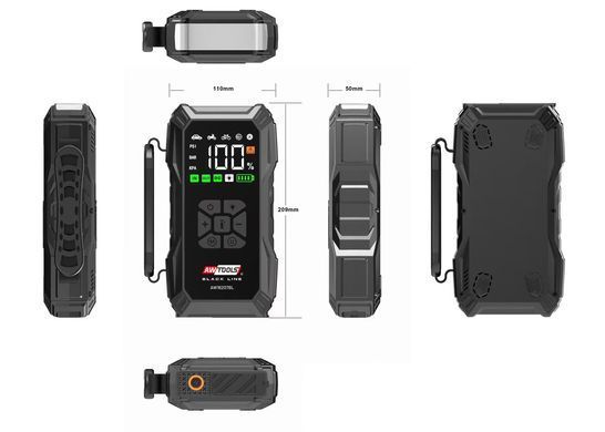 Пусковое зарядное устройство AWTOOLS AW16207BL с компрессором 12000mAh