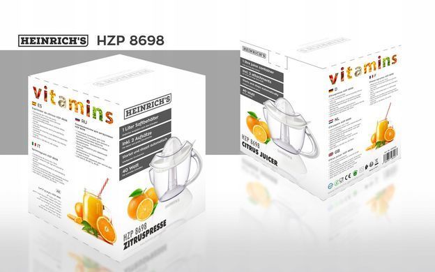 Соковыжималка для цитрусовых 40 Вт HEINRICH'S HZP 8698