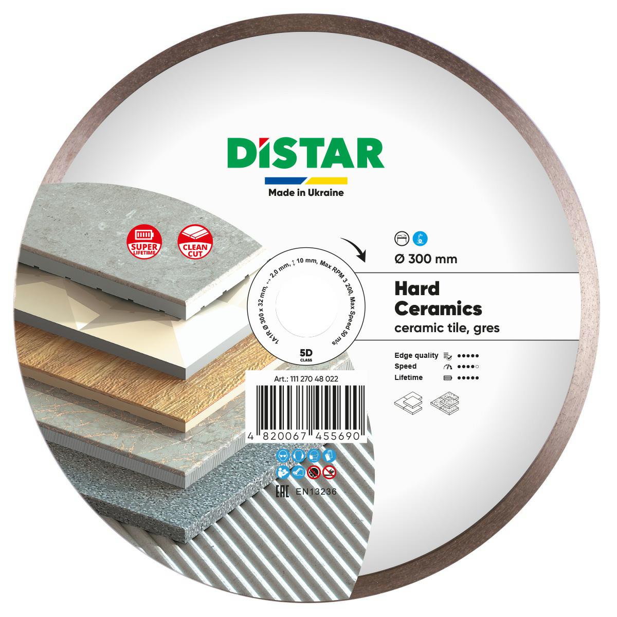 Диск алмазный DISTAR Hard Ceramics 300 x 2,0 x 32 мм для керамики и керамогранита
