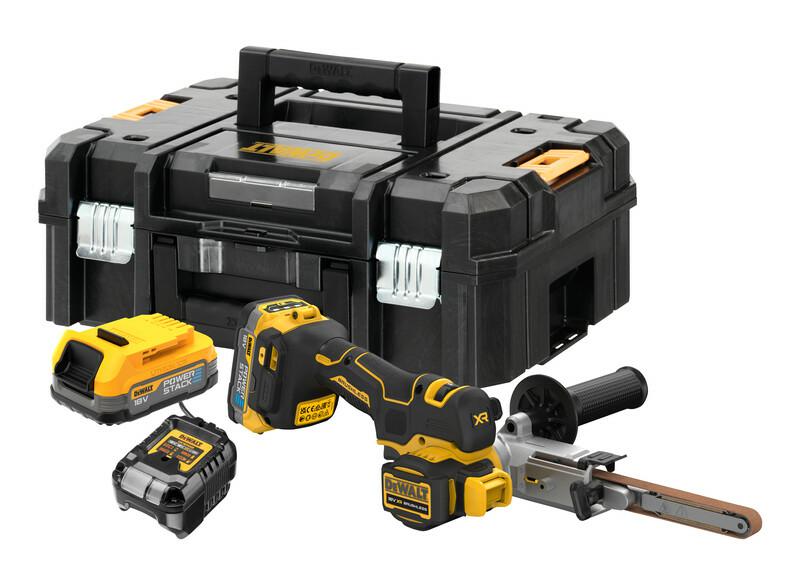 Ленточная шлифмашина DEWALT DCM200E2T 18В 1700 м/мин 2×1,7 Ач PowerStack