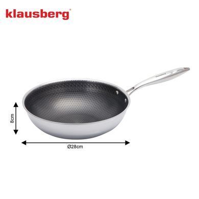Сковорода вок Klausberg KB-9024 28 см з покриттям non-stick honeycomb триплекс