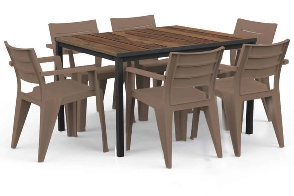 Стіл садовий пластиковий Porto DecoCoat Antracyt Walnut 6-місний Keter