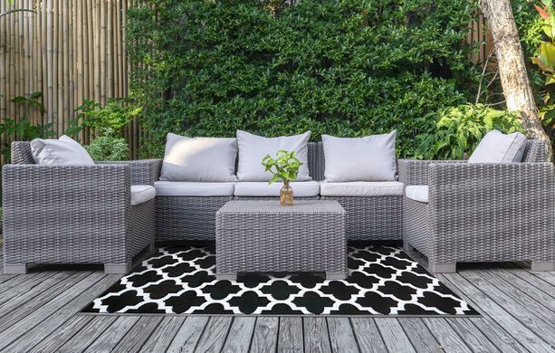 Килим для саду та тераси Agenda Black 180х270 см поліпропіленовий MOODME