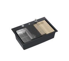 Кухонна мийка&nbsp;Quadron HQM7650U7_BS Marc Workstation чорний матовий/сталь