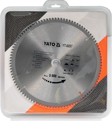 Пиляльний диск для алюмінію Yato YT-6097 300х30х100зубів