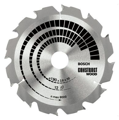 Пильный диск Construct wood 190x2,6x30x12z BOSCH