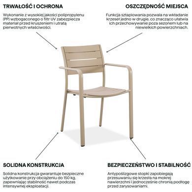 Крісло для тераси&nbsp;та саду MILO Beige 150 кг&nbsp;Bj&oslash;rkka
