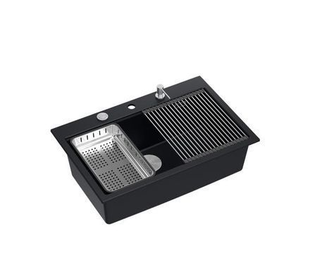 Кухонна мийка&nbsp;Quadron HQM7650U7_BS Marc Workstation чорний матовий/сталь