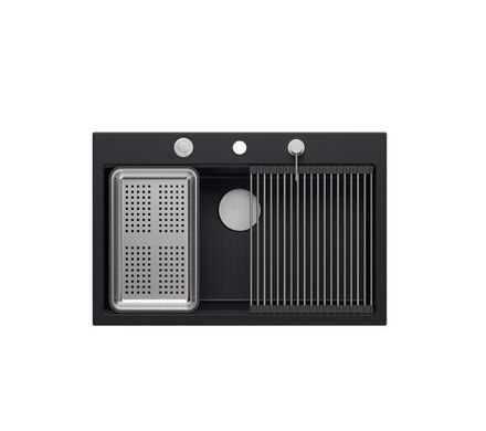 Кухонна мийка&nbsp;Quadron HQM7650U7_BS Marc Workstation чорний матовий/сталь