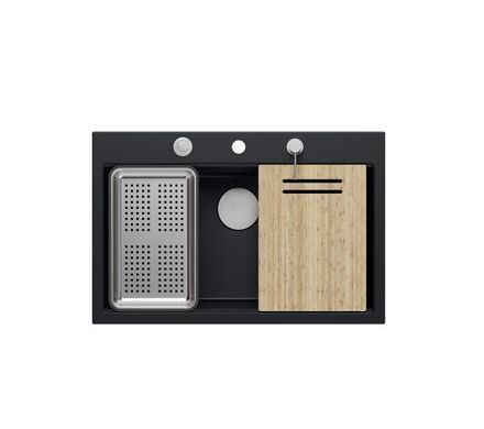Кухонна мийка&nbsp;Quadron HQM7650U7_BS Marc Workstation чорний матовий/сталь