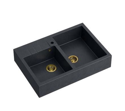Кухонна мийка Quadron HCQB9062U8_PVDG1 Bill 120 чорний діамант - чорний/золото - граніт - вставка - злив