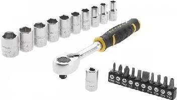 Набор ключей Stanley FATMAX 3/8″, 22 предмета: насадки и биты, 120-зубцовый механизм