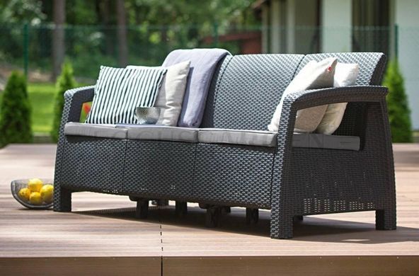 Садовый диван плетеный графит Corfu Love Seat Max