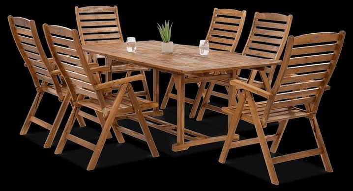 Садові дерев'яні меблі для тераси дому Focus Garden Akadia Dining 200/6+1