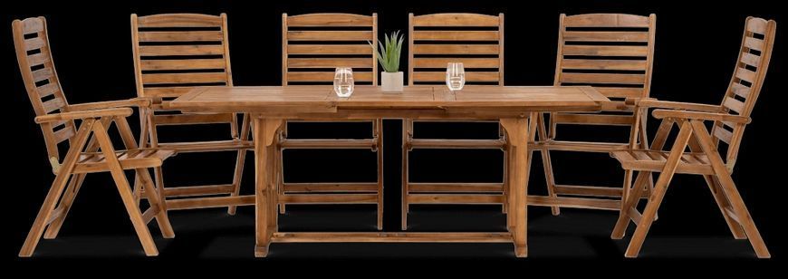Садові дерев'яні меблі для тераси дому Focus Garden Akadia Dining 200/6+1