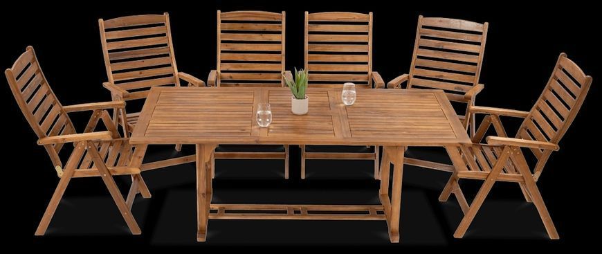 Садові дерев'яні меблі для тераси дому Focus Garden Akadia Dining 200/6+1