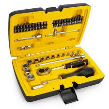 Набор ключей Stanley 1/4″ с трещоткой, 42 предмета: головки, биты, удлинители