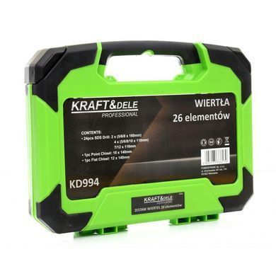 Набір свердел і зубил sds &mdash; 26 штук Kraft&Dele KD994