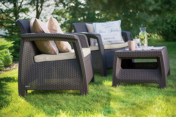 Комплект садових меблів Corfu Set Brown диван крісла столик Keter