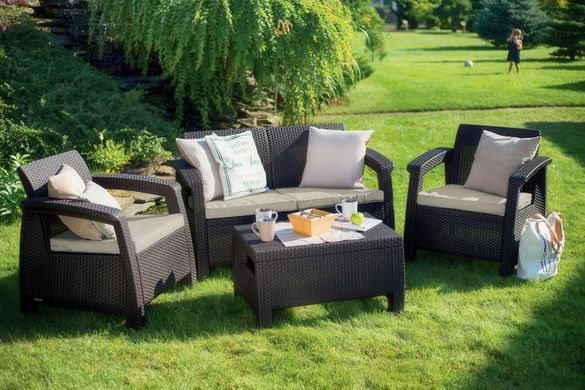 Комплект садових меблів Corfu Set Brown диван крісла столик Keter