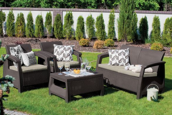 Комплект садових меблів Corfu Set Brown диван крісла столик Keter