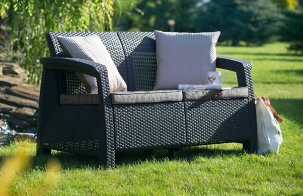 Садовий диван для тераси графіт Corfu Love Seat