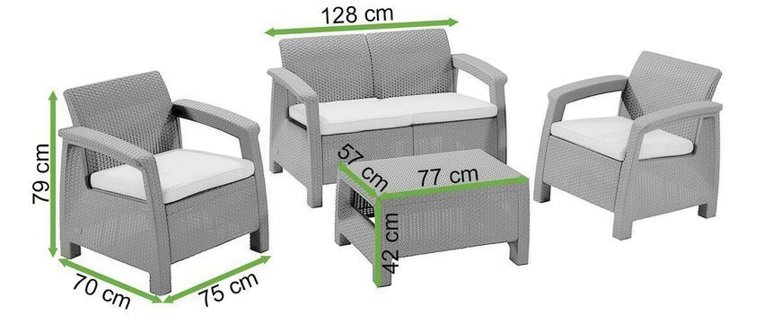 Комплект садових меблів Corfu Set Brown диван крісла столик Keter