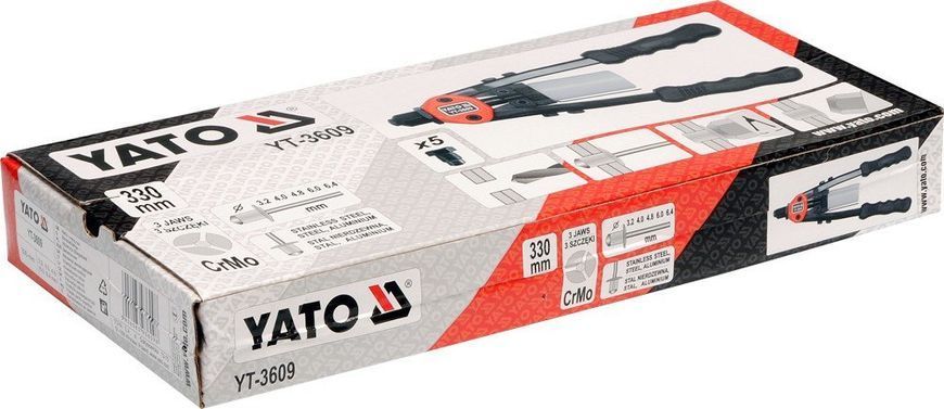Yato Заклепочник силовий дворучний 3,2-4,8 мм 3609