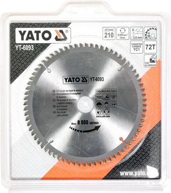 Пильний диск по алюмінію Yato YT-6093 210х30х72зуба