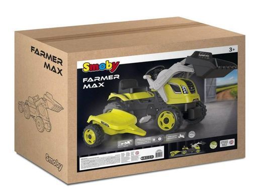 Дитячий трактор на педалях із причепом Farmer Max Smoby