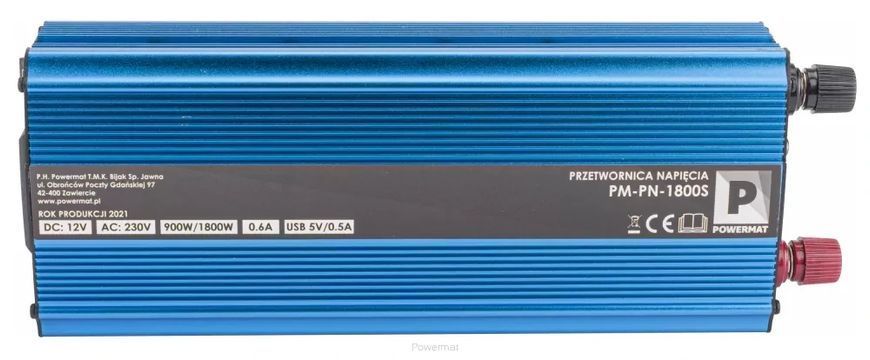 Автомобильный преобразователь напряжения 12В 230В 1800 Вт Powermat PM-PN-1800S