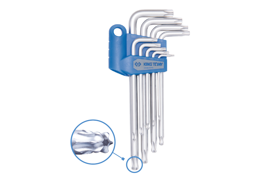 Длинные ключи Torx King Tony с шаровым наконечником, набор 9 шт T10-T50