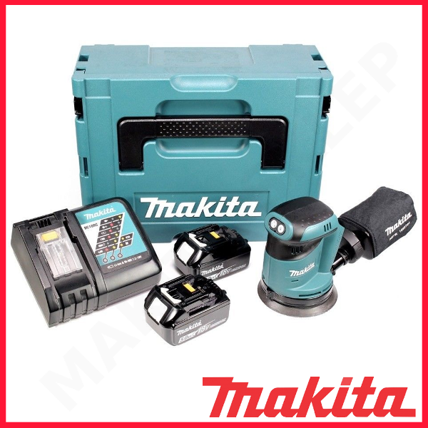 Эксцентриковая шлифмашина Makita 18 В, 125 мм, 2 аккумулятора 5,0 Ач, DBO180RTJ