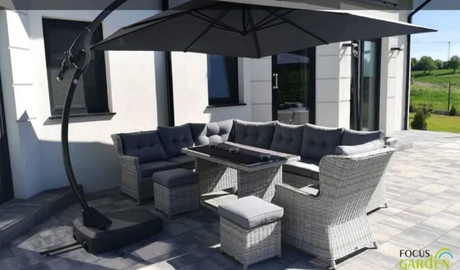Кутовий садовий комплект із техноротанга сірий Trivento Dining White
