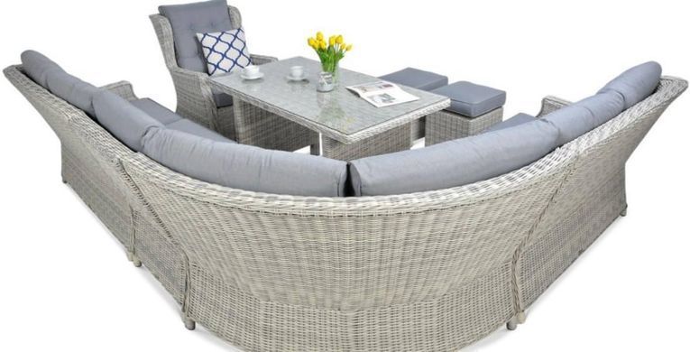 Кутовий садовий комплект із техноротанга сірий Trivento Dining White