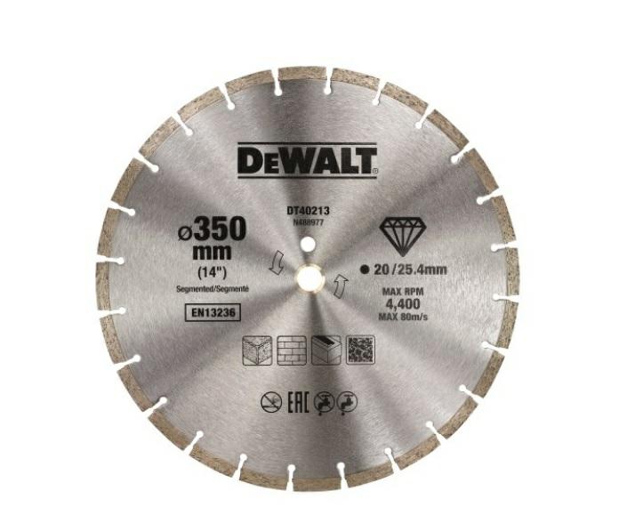 Алмазный сегментный диск Dewalt 350x25,4 мм для бетона и камня