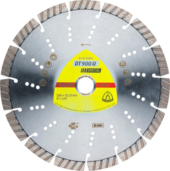 Диск алмазный сегментный для бетона Klingspor DT900U, 230×2,6×22,2 мм