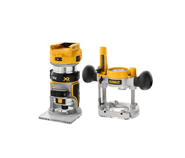 Фрезер DEWALT 18 В DCW604N, цанга 8 мм, 2 основания, ход погружения 55 мм