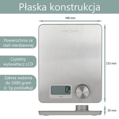 Электронные кухонные весы без батареек ProfiCook PC-KW 1263