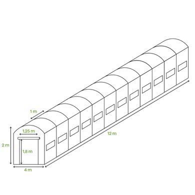 Теплиця садова, парник Focus Garden 4x12x2 (подвійні двері) біла