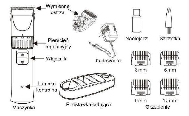 Машинка для стрижки собак та кішок бездротова Bass Polska 8574