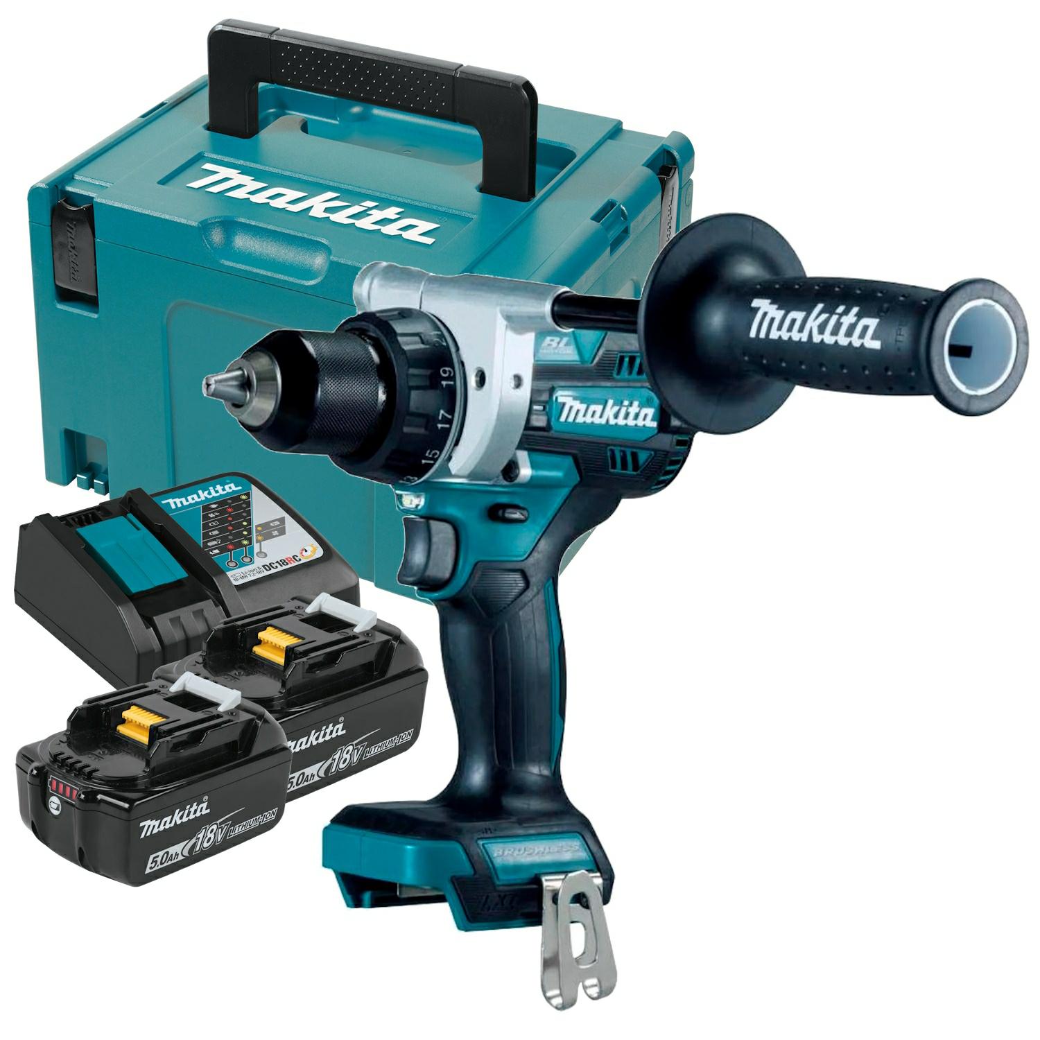 Шуруповерт Makita 18 В DDF492RTJ, 130/65 Нм, 2 акумулятори 5.0 Ач