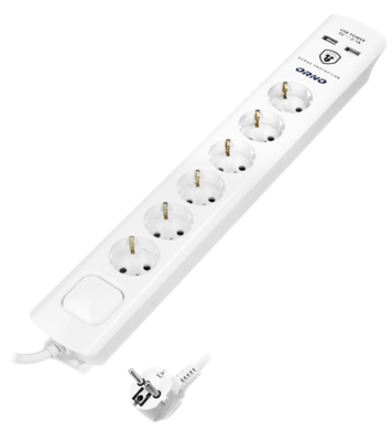 ORNO сетевой фильтр 6X розетки 2x USB кабель 3M