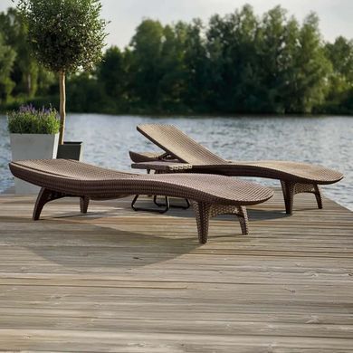 Шезлонг для тераси та саду, комплект 2 шт зі столиком Pacific Cappuccino Keter