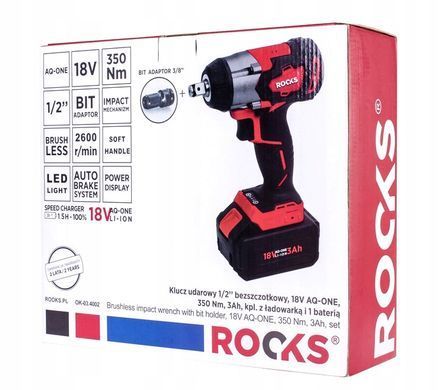 ROOKS ударный гайковерт 18V 1/2" 1x3. 0AH 350NM AQ-ONE