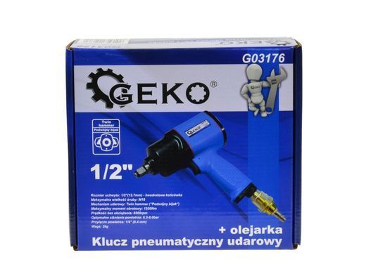 Пневматический ударный гайковерт + масленка 1/2" Geko G03176