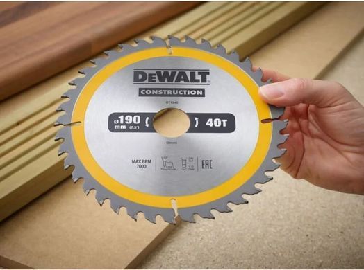 Пильный диск по дереву твердосплавный 190 мм 40 зубьев ATB DeWALT