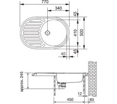 Кухонна мийка Franke Ronda ROG 611 горіх- граніт, що вбудовується в стільницю, сушарка