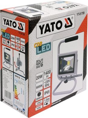 Прожектор диодный, переносной, сетевой Yato; 230 В, 20 Вт, 1400 Lm, кабель - 1,8 м