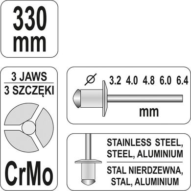 Yato Заклепочник силовой двуручный 3,2-4,8 мм 3609